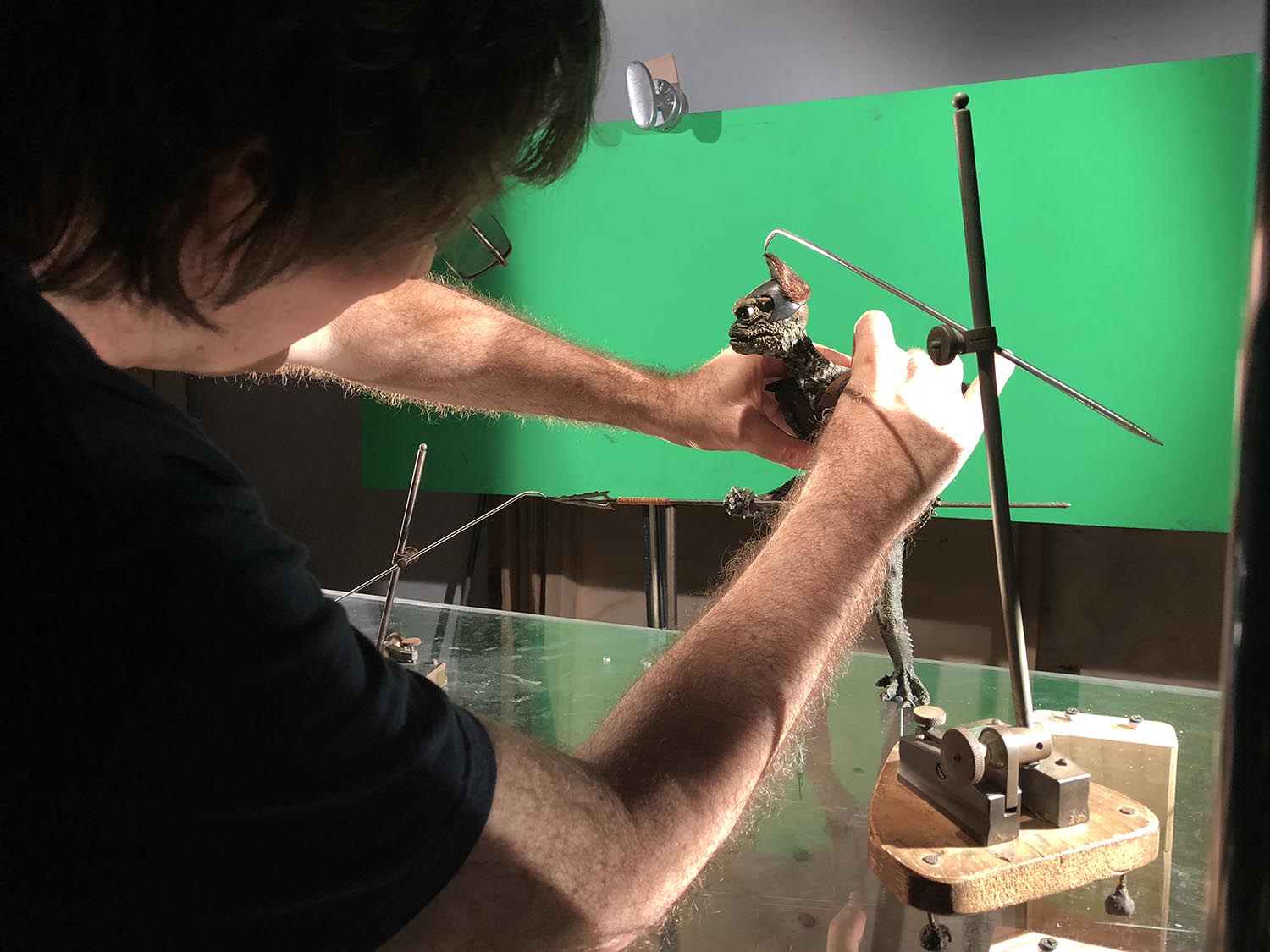 Stop-motion animators finishing up the final shots of Primevals.