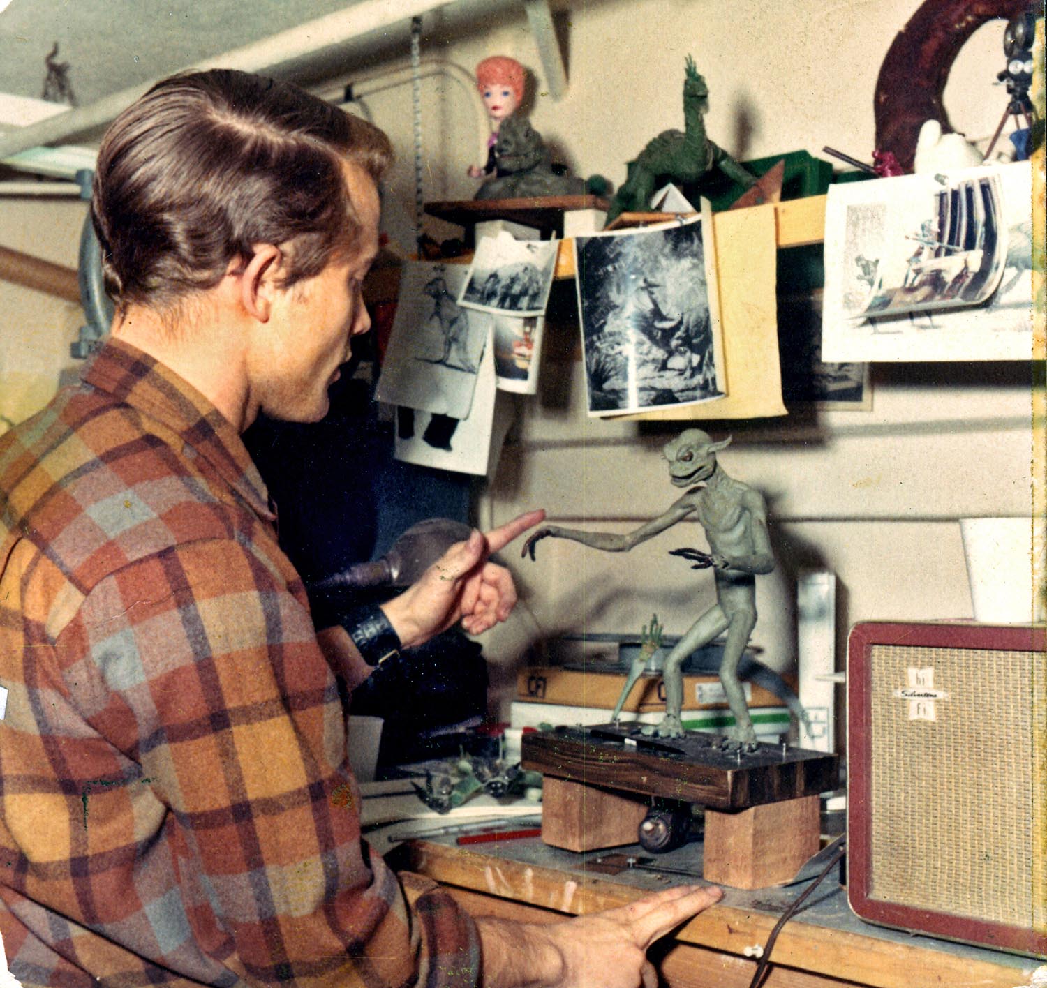 David Allen working in the late 1960s on Raiders of the Stone Ring, which eventually led to The Primevals.